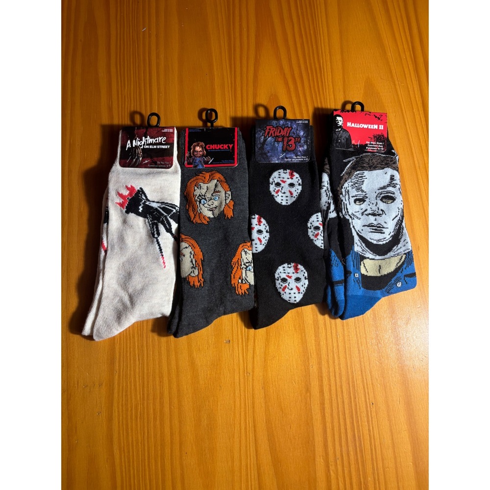 Horror Movie Socks 4 Pair Nightmare on Elm Street Chucky‎ Friday 13th Halloween